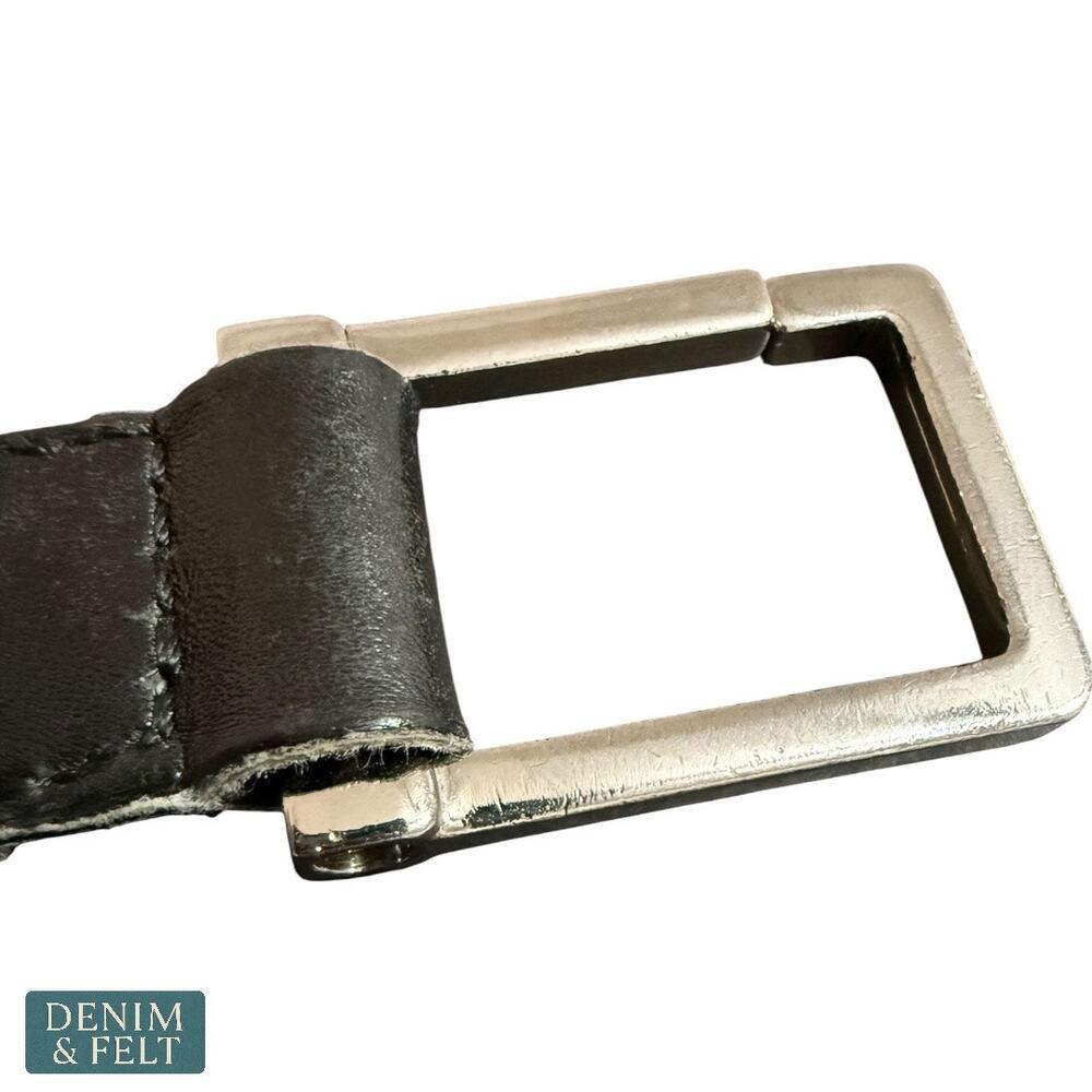 Gucci Rectangle Key Ring Black Leather Detail Sil… - image 7